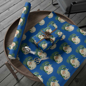 Christmas PFE Wrapping Paper Roll Vintage Varsity Retro Santa Face Game Day TS10 Blue Print Your Wear