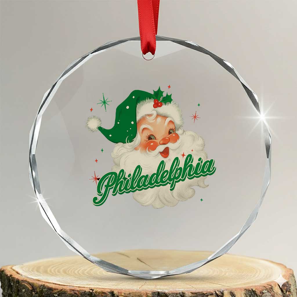 Christmas Philadelphia Football Crystal Glass Ornament Vintage Santa Philly Lovers TS10 Transparent Glass 3'' Circle Print Your Wear