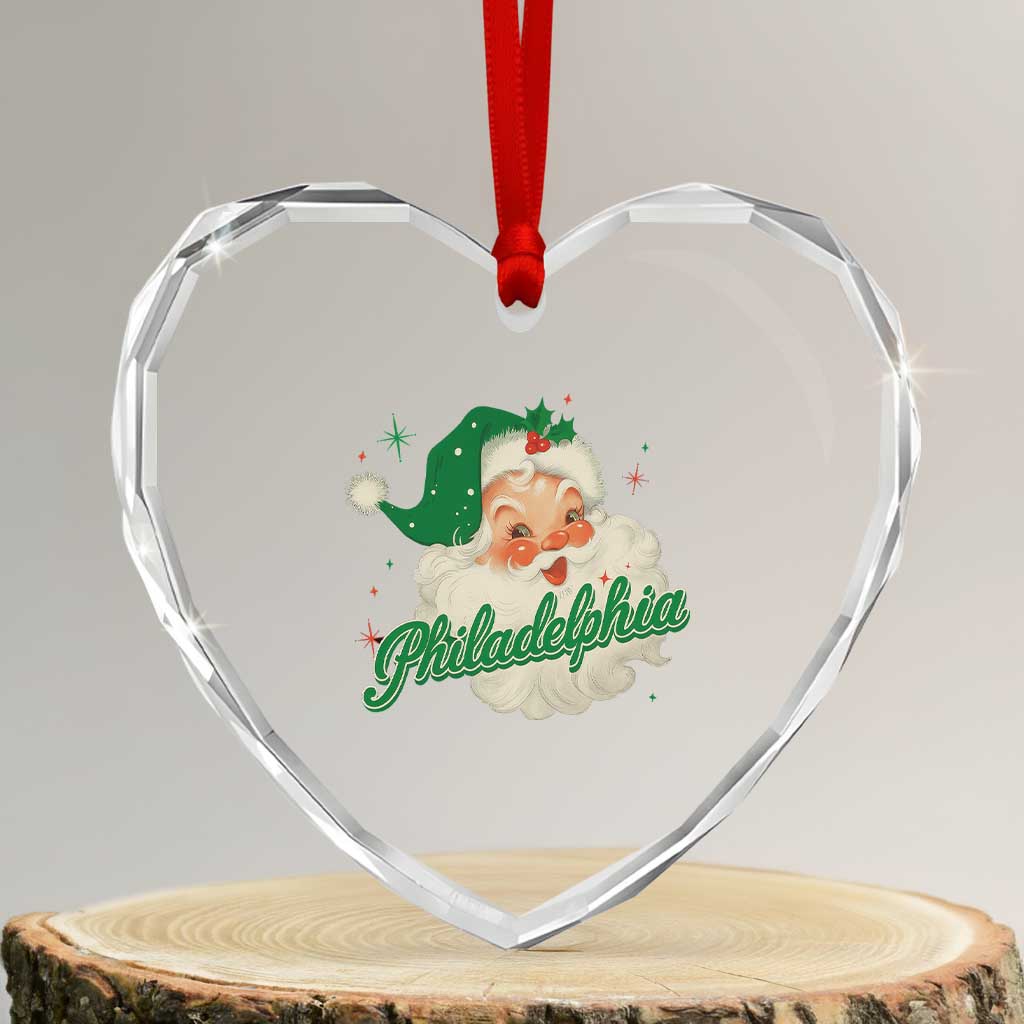 Christmas Philadelphia Football Heart Crystal Glass Ornament Vintage Santa Philly Lovers TS10 Transparent Glass 3'' Heart Print Your Wear
