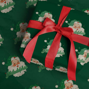 Christmas Philly Lover Wrapping Paper Roll Vintage Santa EF Football Fan TS10 Green Print Your Wear