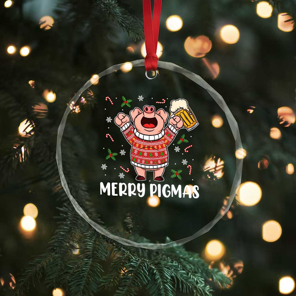 Christmas Pig Drinking Beer Crystal Glass Ornament Funny Merry Pigmas Gift TS12 Print Your Wear