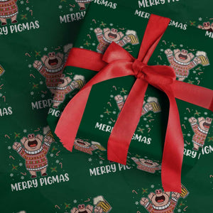 Christmas Pig Drinking Beer Wrapping Paper Roll Funny Merry Pigmas Gift TS12 Green Print Your Wear