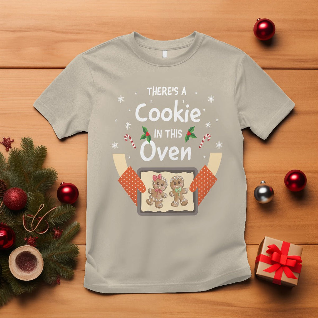 Christmas Pregnancy Gingerbread Baby Cookie In This Oven T Shirt TS09 Sand Printyourwear