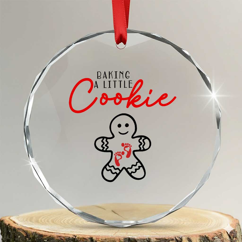 Christmas Pregnant Crystal Glass Ornament Baking A Little Cookie Maternity Gingerbread TS10 Transparent Glass 3'' Circle Print Your Wear