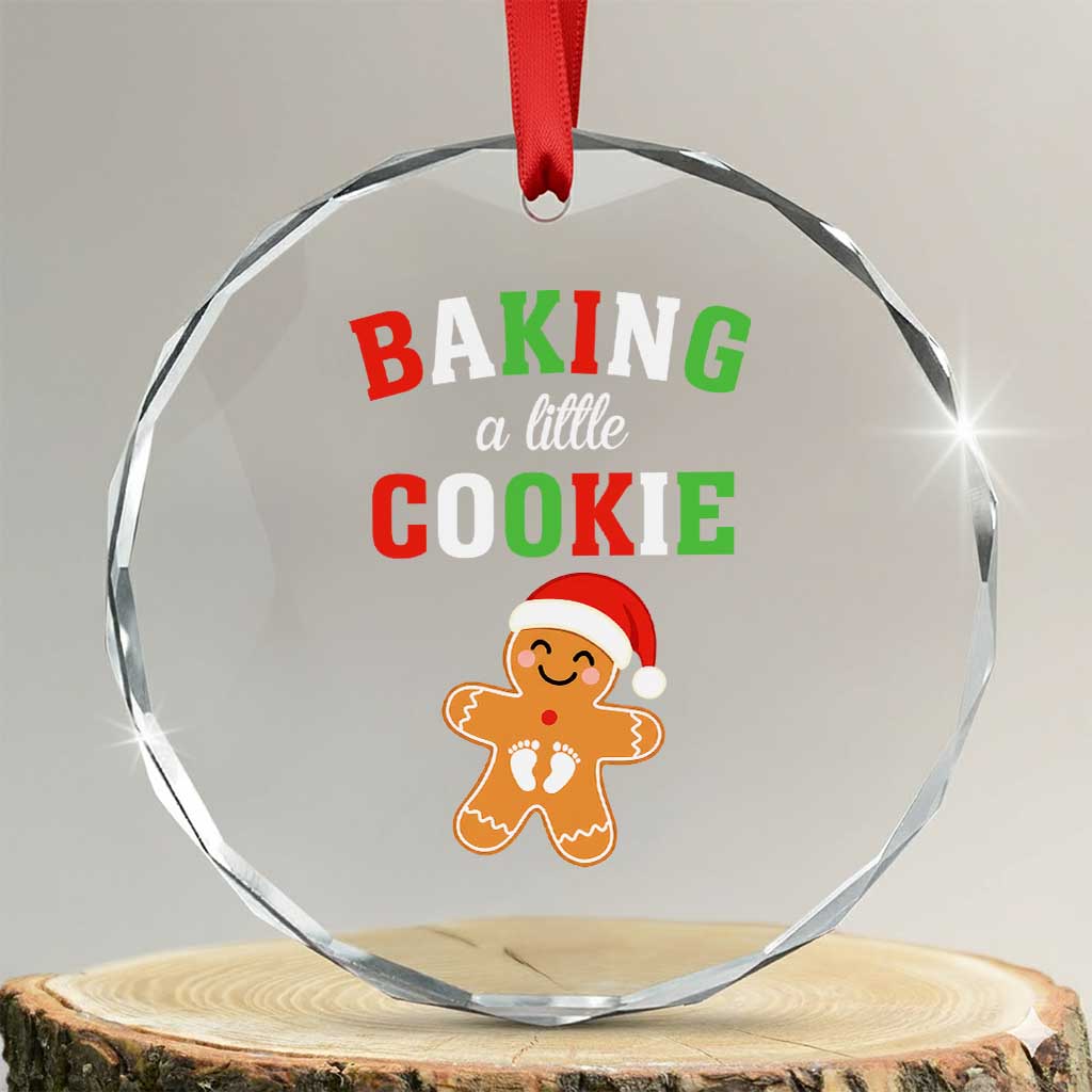 Christmas Pregnant Crystal Glass Ornament Baking A Little Cookie Maternity Pregnancy Announcement TS10 Transparent Glass 3'' Circle Print Your Wear