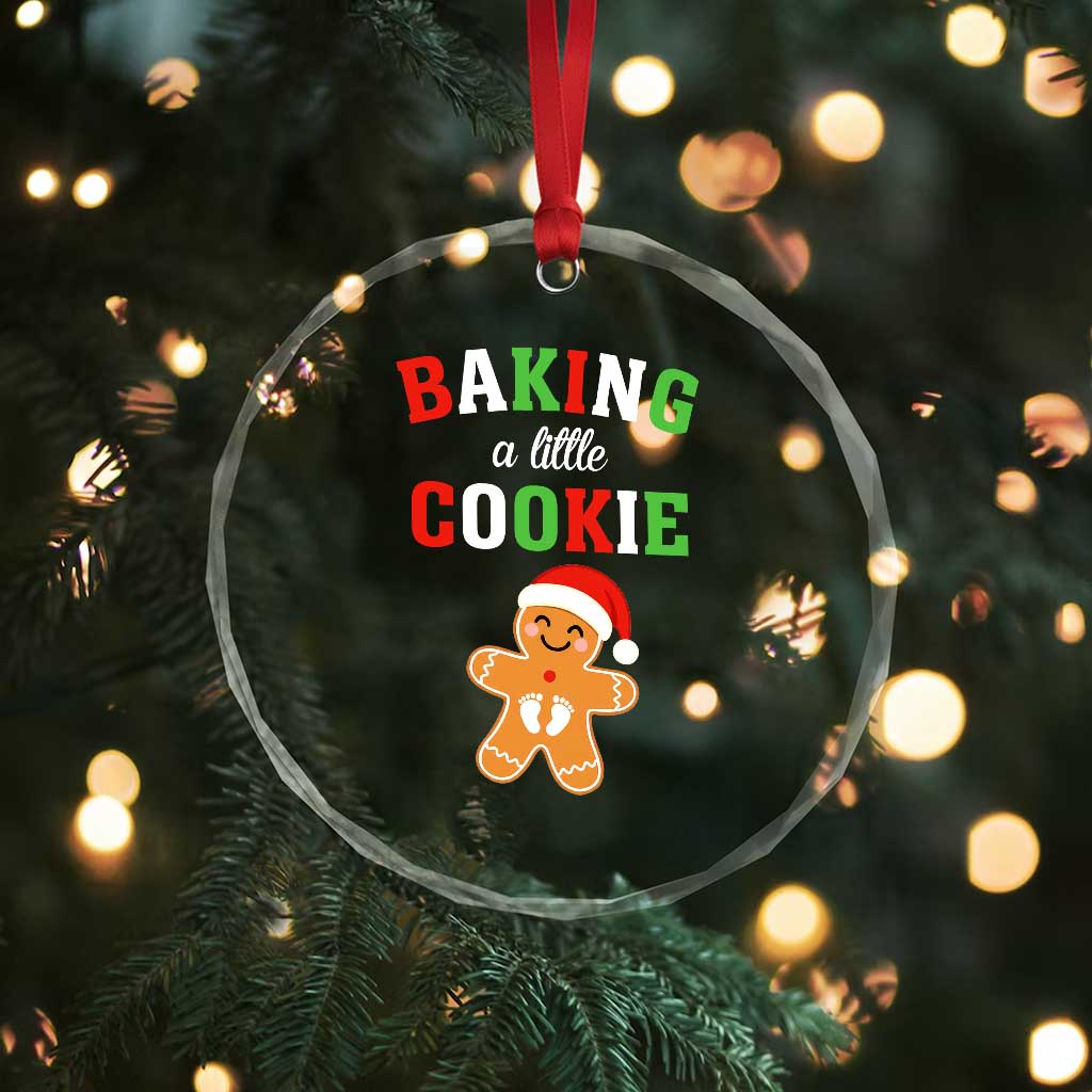 Christmas Pregnant Crystal Glass Ornament Baking A Little Cookie Maternity Pregnancy Announcement TS10 Print Your Wear