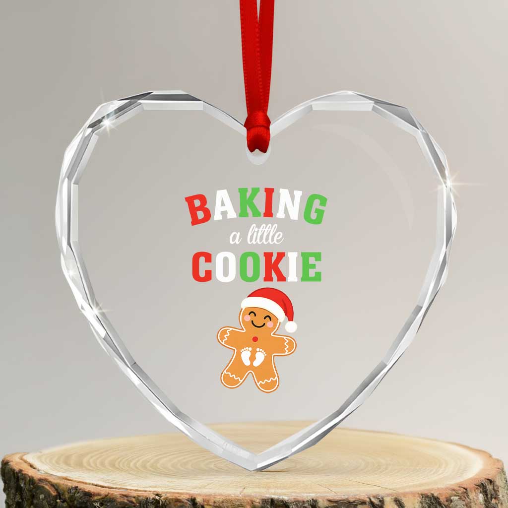 Christmas Pregnant Heart Crystal Glass Ornament Baking A Little Cookie Maternity Pregnancy Announcement TS10 Transparent Glass 3'' Heart Print Your Wear