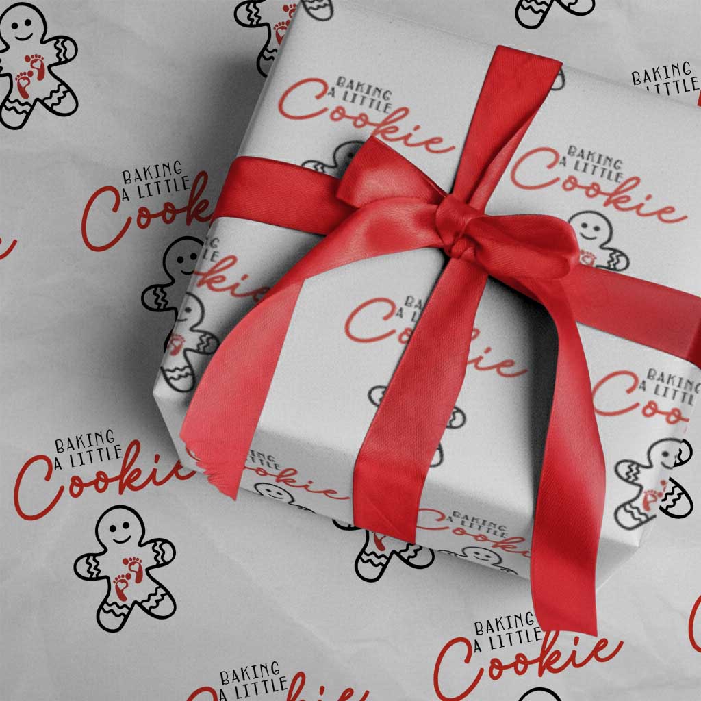 Christmas Pregnant Wrapping Paper Roll Baking A Little Cookie Maternity Gingerbread TS10 White Print Your Wear