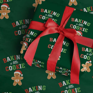 Christmas Pregnant Wrapping Paper Roll Baking A Little Cookie Maternity Pregnancy Announcement TS10 Green Print Your Wear