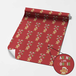 Christmas Pregnant Wrapping Paper Roll Baking A Little Cookie Maternity Pregnancy Announcement TS10 Red Print Your Wear