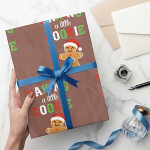 Christmas Pregnant Wrapping Paper Roll Baking A Little Cookie Maternity Pregnancy Announcement TS10 Mocha Print Your Wear