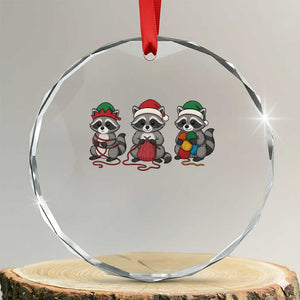 Christmas Raccoon Knitting Crystal Glass Ornament Funny Holiday Yarn Gift TS12 Transparent Glass 3'' Circle Print Your Wear