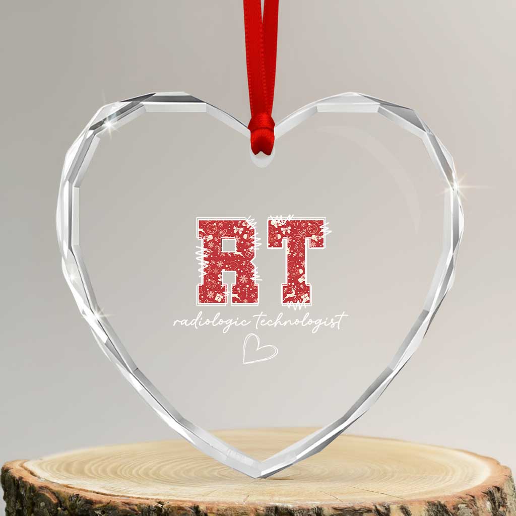 Christmas Radiology Heart Crystal Glass Ornament RT Xray Rad Tech Gift TS10 Transparent Glass 3'' Heart Print Your Wear
