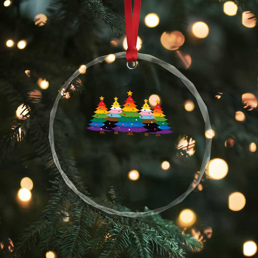 Christmas Rainbow Tree LGBTQ Support Crystal Glass Ornament Holiday Pride Gift TS12 Print Your Wear