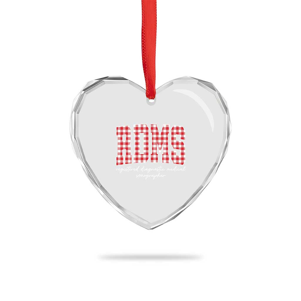 Christmas RDMS Heart Crystal Glass Ornament Buffalo Plaid Sonographer Ultrasound Tech Gift TS10 Print Your Wear
