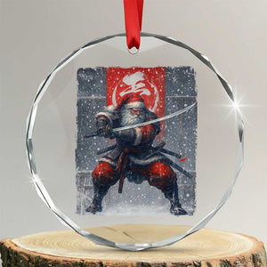 Christmas Samurai Santa Crystal Glass Ornament Japanese Xmas Warrior Sword Katana TS11 Transparent Glass 3'' Circle Print Your Wear