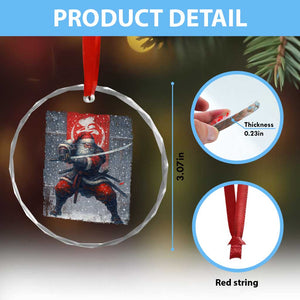 Christmas Samurai Santa Crystal Glass Ornament Japanese Xmas Warrior Sword Katana TS11 Print Your Wear