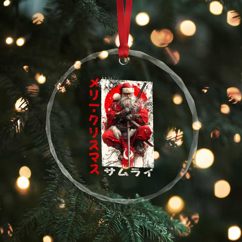 Christmas Samurai Santa Crystal Glass Ornament Japanese Xmas Warrior Ukiyo-e Art TS11 Print Your Wear