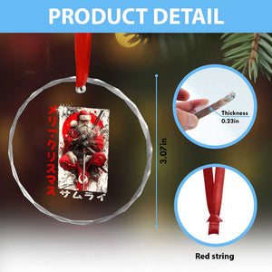 Christmas Samurai Santa Crystal Glass Ornament Japanese Xmas Warrior Ukiyo-e Art TS11 Print Your Wear