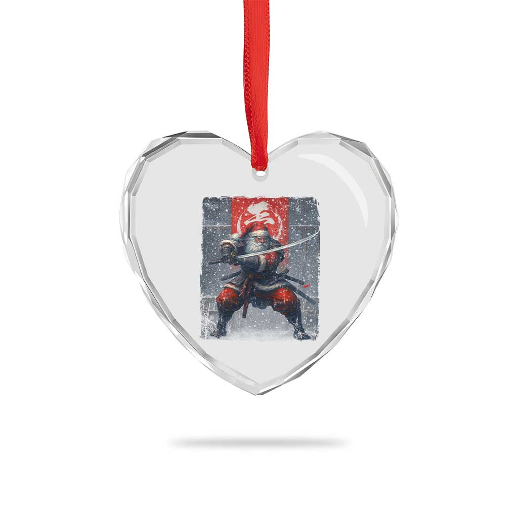Christmas Samurai Santa Heart Crystal Glass Ornament Japanese Xmas Warrior Sword Katana TS11 Print Your Wear