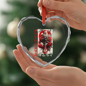 Christmas Samurai Santa Heart Crystal Glass Ornament Japanese Xmas Warrior Ukiyo-e Art TS11 Print Your Wear