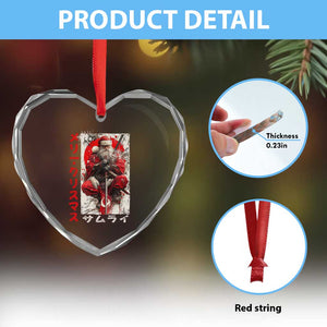 Christmas Samurai Santa Heart Crystal Glass Ornament Japanese Xmas Warrior Ukiyo-e Art TS11 Print Your Wear