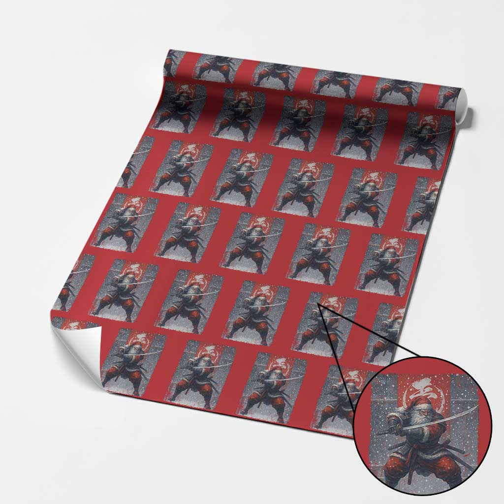 Christmas Samurai Santa Wrapping Paper Roll Japanese Xmas Warrior Sword Katana TS11 Red Print Your Wear