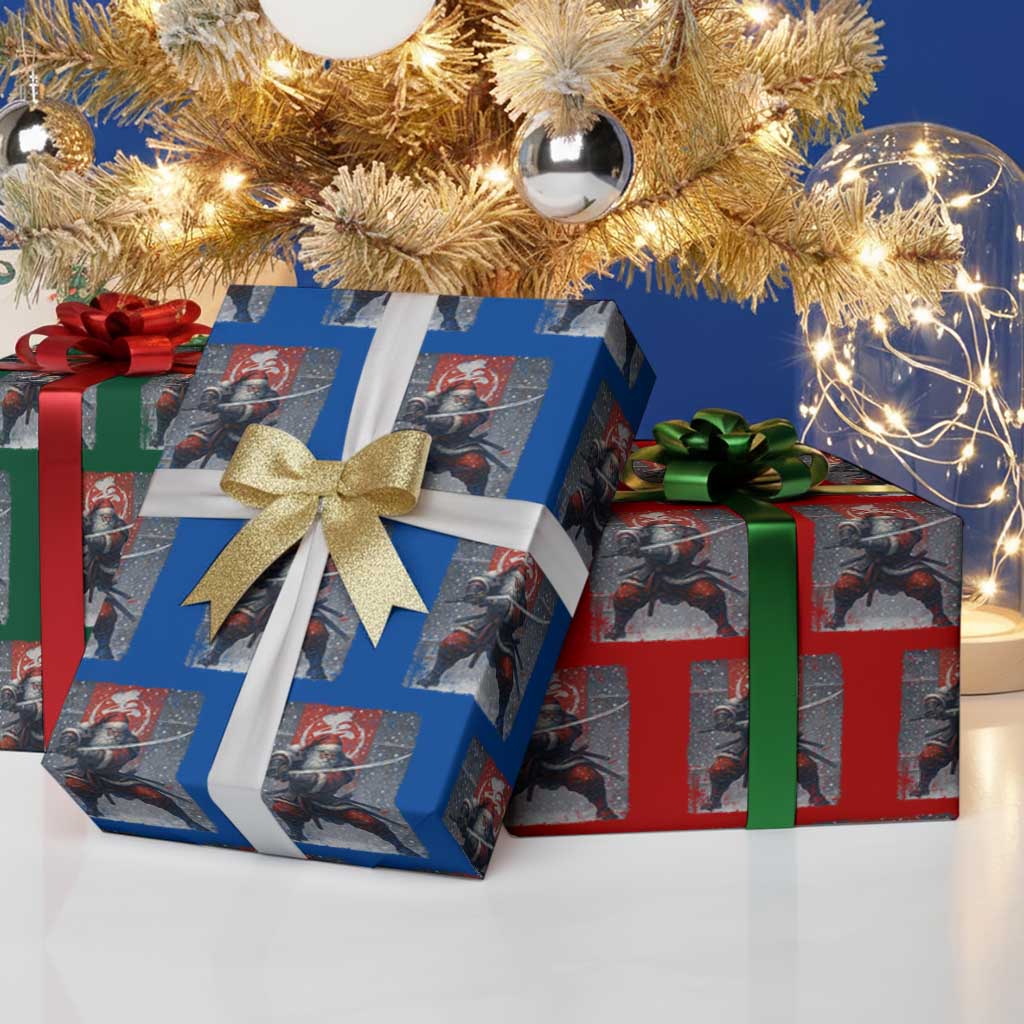 Christmas Samurai Santa Wrapping Paper Roll Japanese Xmas Warrior Sword Katana TS11 Print Your Wear