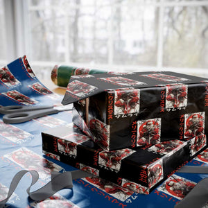 Christmas Samurai Santa Wrapping Paper Roll Japanese Xmas Warrior Ukiyo-e Art TS11 Black Print Your Wear