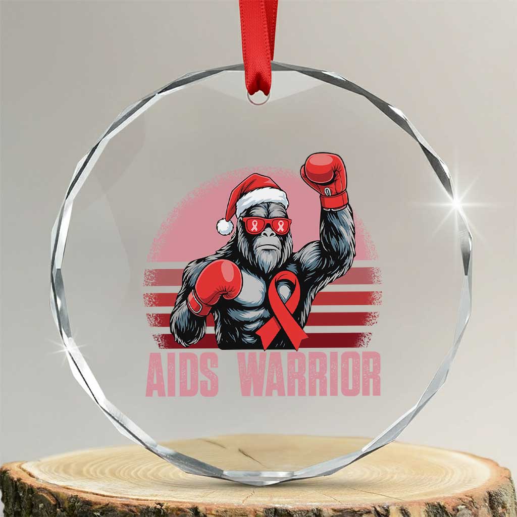 Christmas Santa Bigfoot HIV Awareness Crystal Glass Ornament Retro Vintage Style Gift TS12 Transparent Glass 3'' Circle Print Your Wear