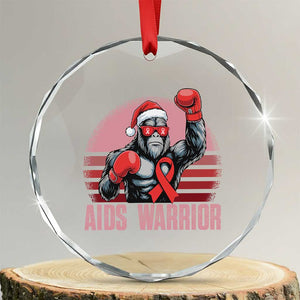 Christmas Santa Bigfoot HIV Awareness Crystal Glass Ornament Retro Vintage Style Gift TS12 Transparent Glass 3'' Circle Print Your Wear