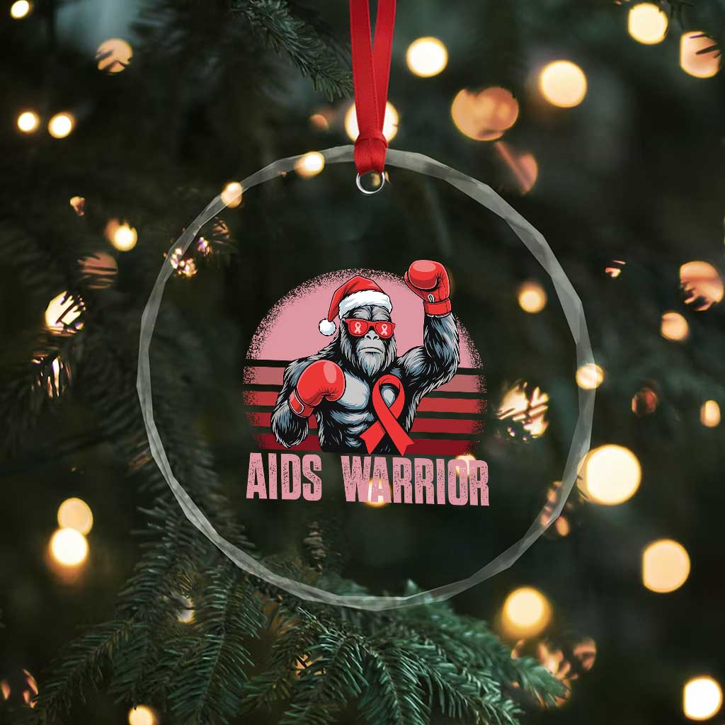 Christmas Santa Bigfoot HIV Awareness Crystal Glass Ornament Retro Vintage Style Gift TS12 Print Your Wear