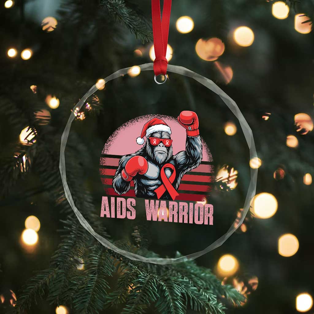 Christmas Santa Bigfoot HIV Awareness Crystal Glass Ornament Retro Vintage Style Gift TS12 Print Your Wear