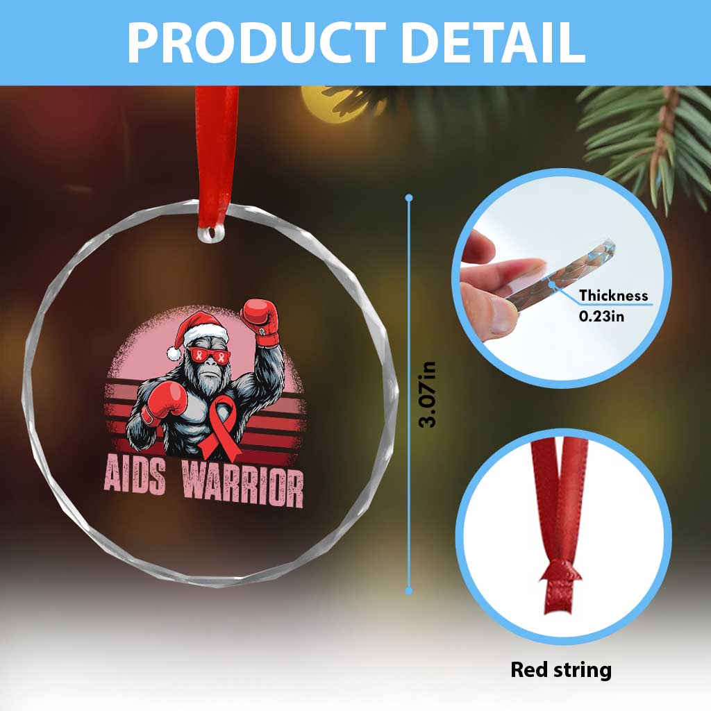 Christmas Santa Bigfoot HIV Awareness Crystal Glass Ornament Retro Vintage Style Gift TS12 Print Your Wear