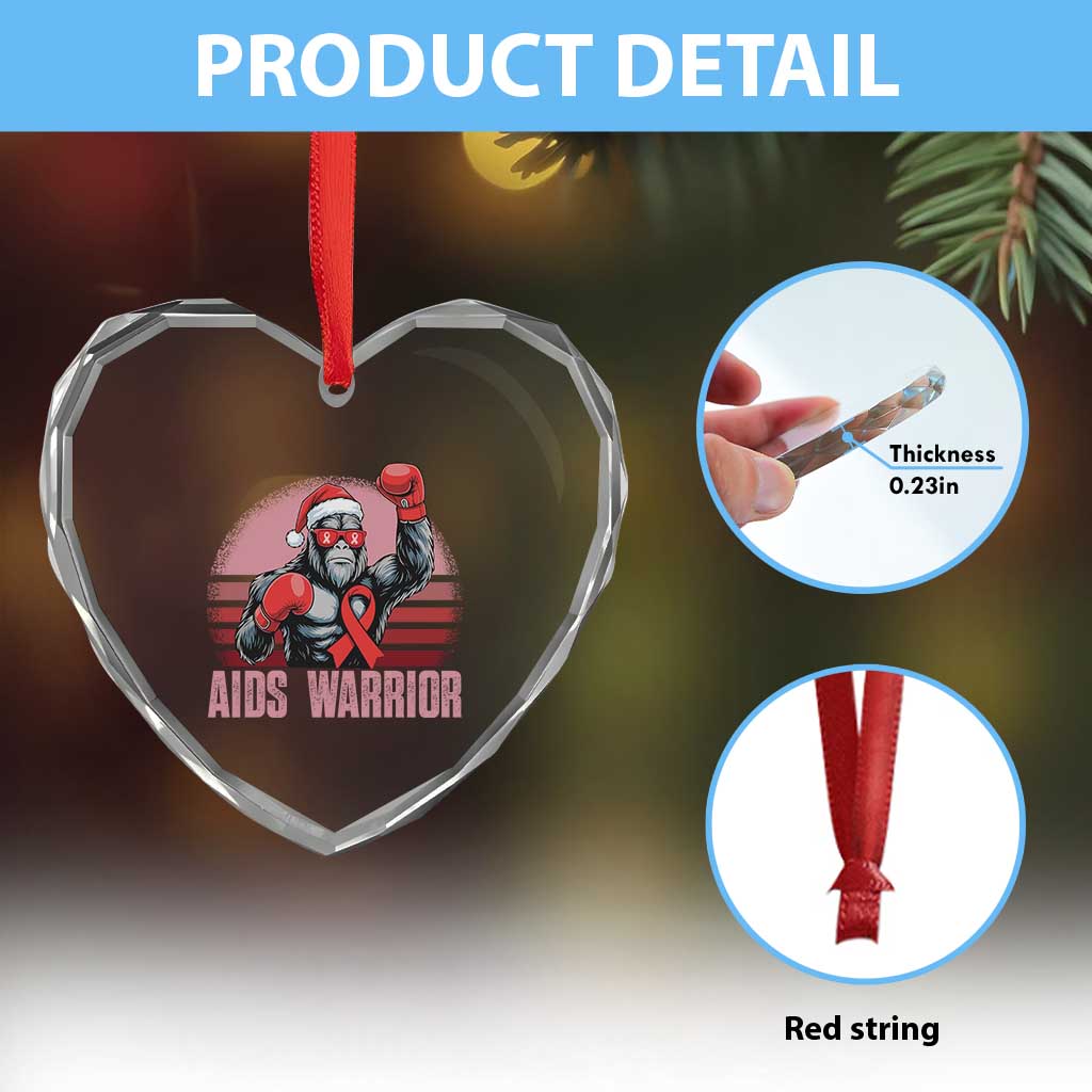 Christmas Santa Bigfoot HIV Awareness Heart Crystal Glass Ornament Retro Vintage Style Gift TS12 Print Your Wear