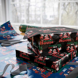 Christmas Santa Wrapping Paper Roll There’s Some Ho’s In This House Funny Xmas TS02 Black Print Your Wear
