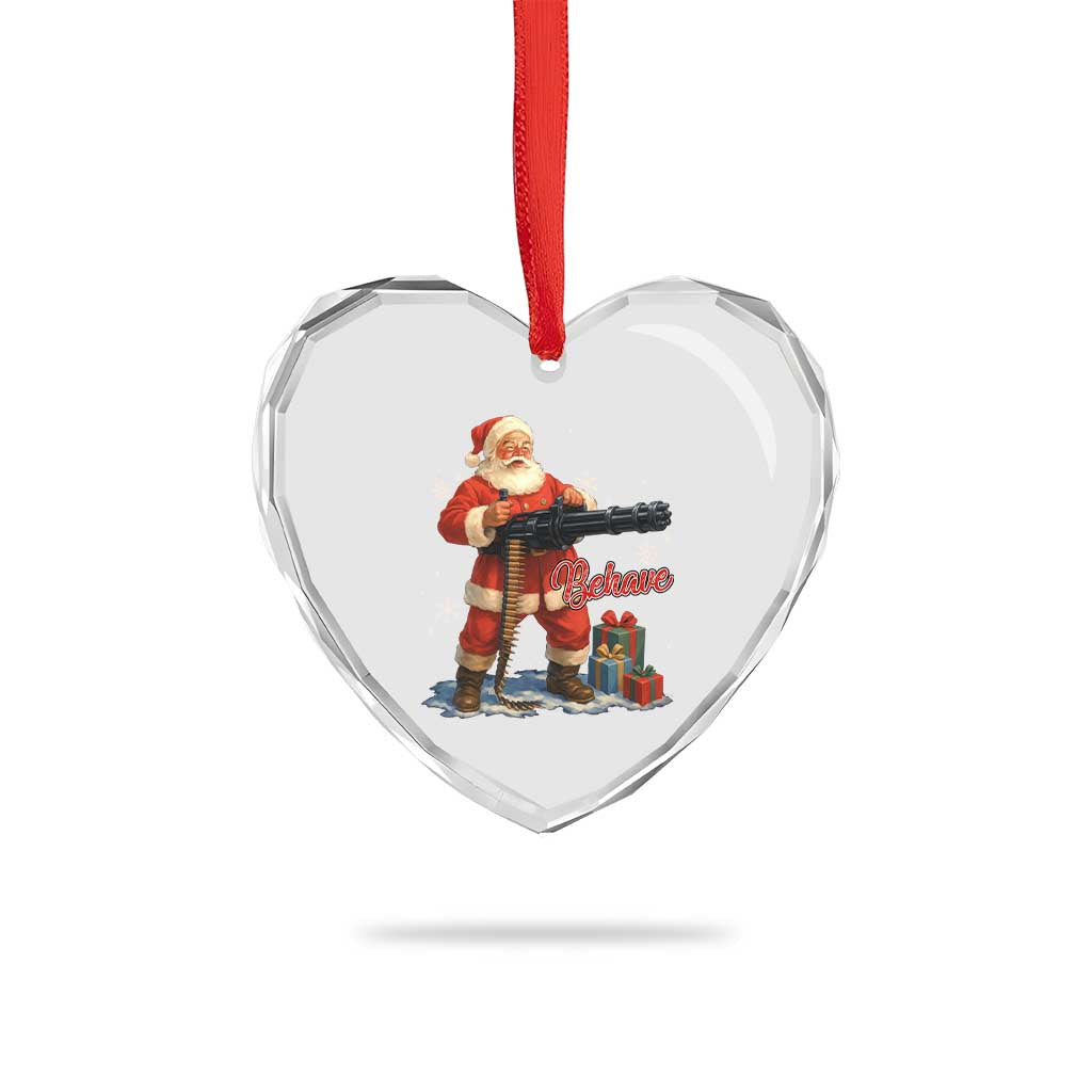 Christmas Santa Machine Gun Heart Crystal Glass Ornament Behave Xmas Gun Lover TS11 Print Your Wear