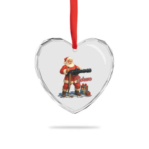 Christmas Santa Machine Gun Heart Crystal Glass Ornament Behave Xmas Gun Lover TS11 Print Your Wear