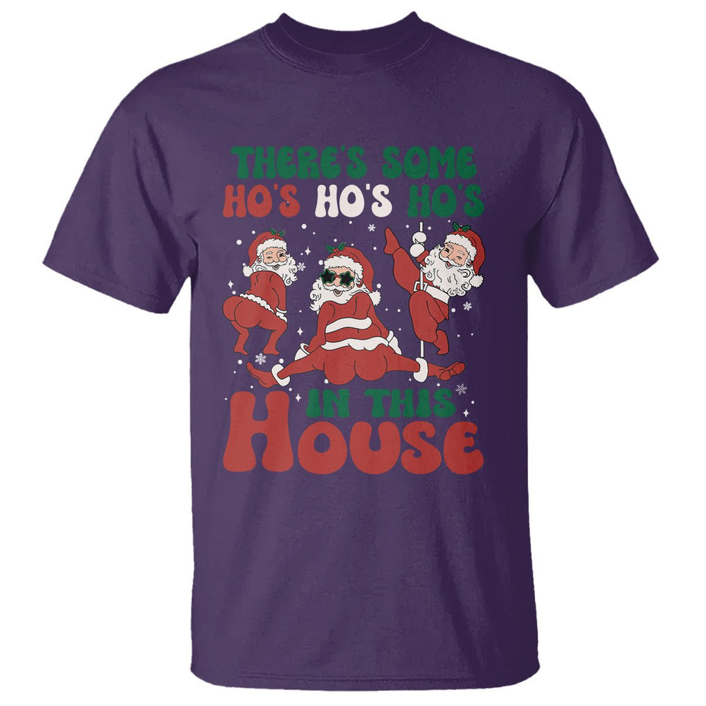 Christmas Santa T Shirt Theres Some Hos In This House Funny Xmas TS02 Purple Printyourwear