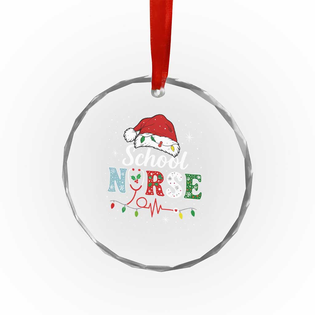 Christmas School Nurse Crystal Glass Ornament Xmas Lights Red Santa Hat Crew Nurse TS10 Print Your Wear