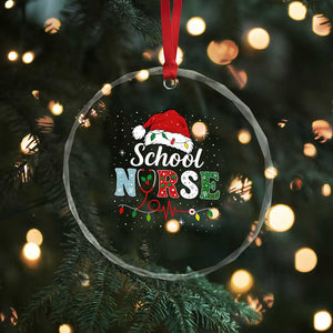 Christmas School Nurse Crystal Glass Ornament Xmas Lights Red Santa Hat Crew Nurse TS10 Print Your Wear