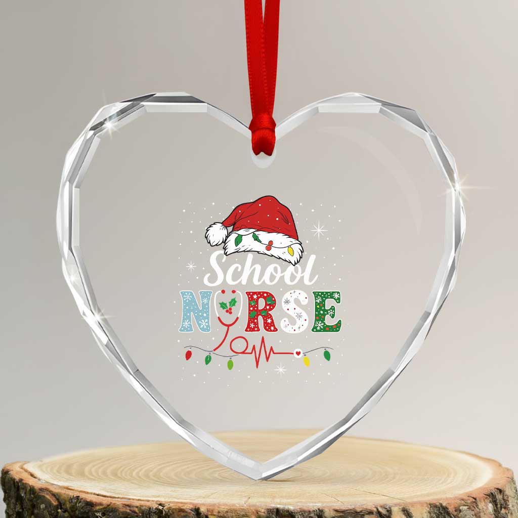 Christmas School Nurse Heart Crystal Glass Ornament Xmas Lights Red Santa Hat Crew Nurse TS10 Transparent Glass 3'' Heart Print Your Wear