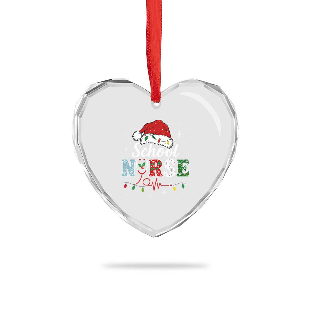 Christmas School Nurse Heart Crystal Glass Ornament Xmas Lights Red Santa Hat Crew Nurse TS10 Print Your Wear