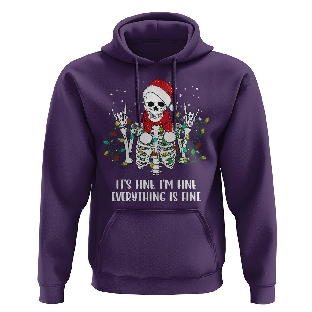 Christmas Skeleton Hoodie It's Fine I'm Fine Everything Is Fine Xmas Light Funny TS02 Purple Printyourwear