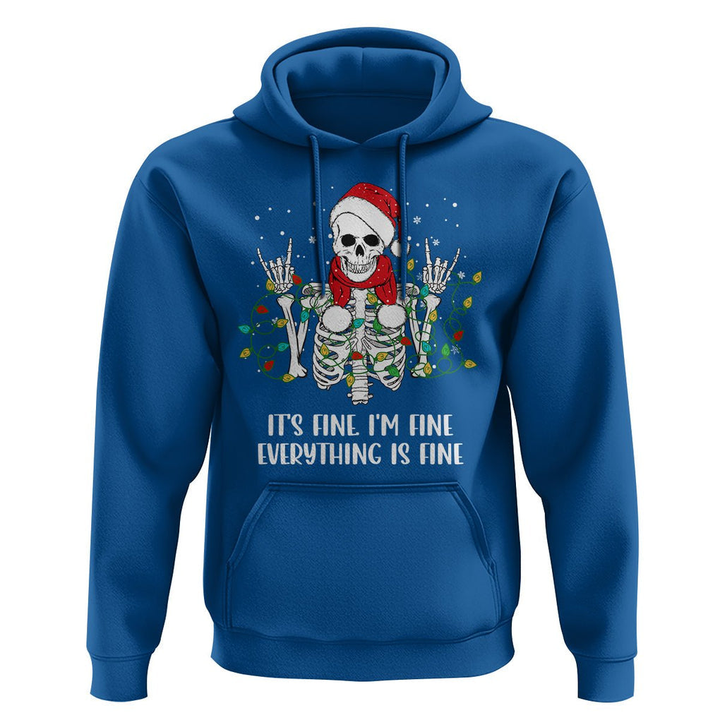 Christmas Skeleton Hoodie It's Fine I'm Fine Everything Is Fine Xmas Light Funny TS02 Royal Blue Printyourwear