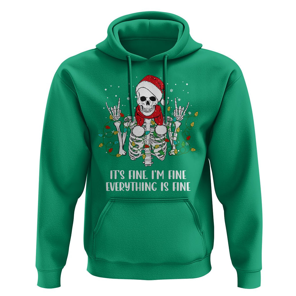 Christmas Skeleton Hoodie It's Fine I'm Fine Everything Is Fine Xmas Light Funny TS02 Irish Green Printyourwear