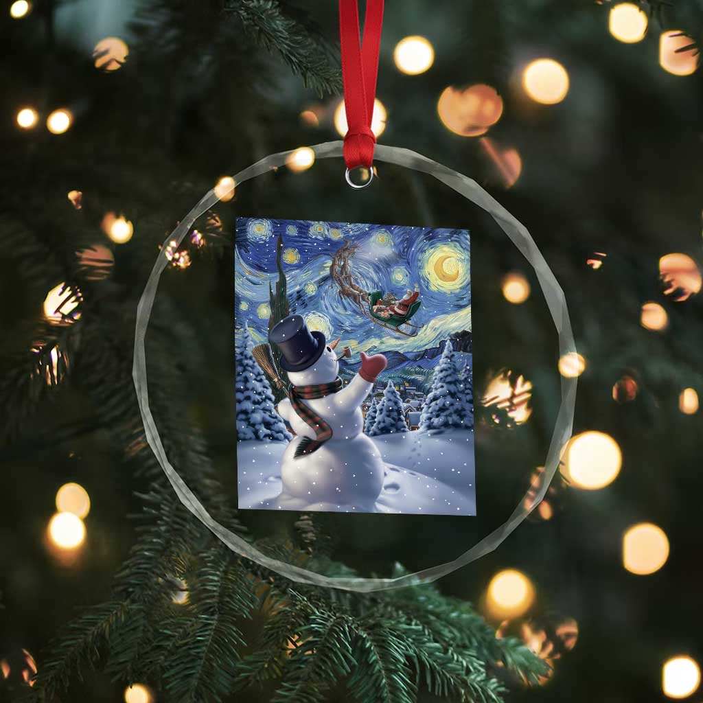 Christmas Snowman Starry Night Crystal Glass Ornament TS14 Print Your Wear