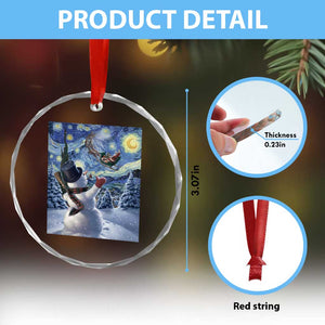 Christmas Snowman Starry Night Crystal Glass Ornament TS14 Print Your Wear