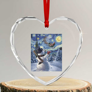 Christmas Snowman Starry Night Heart Crystal Glass Ornament TS14 Transparent Glass 3'' Heart Print Your Wear