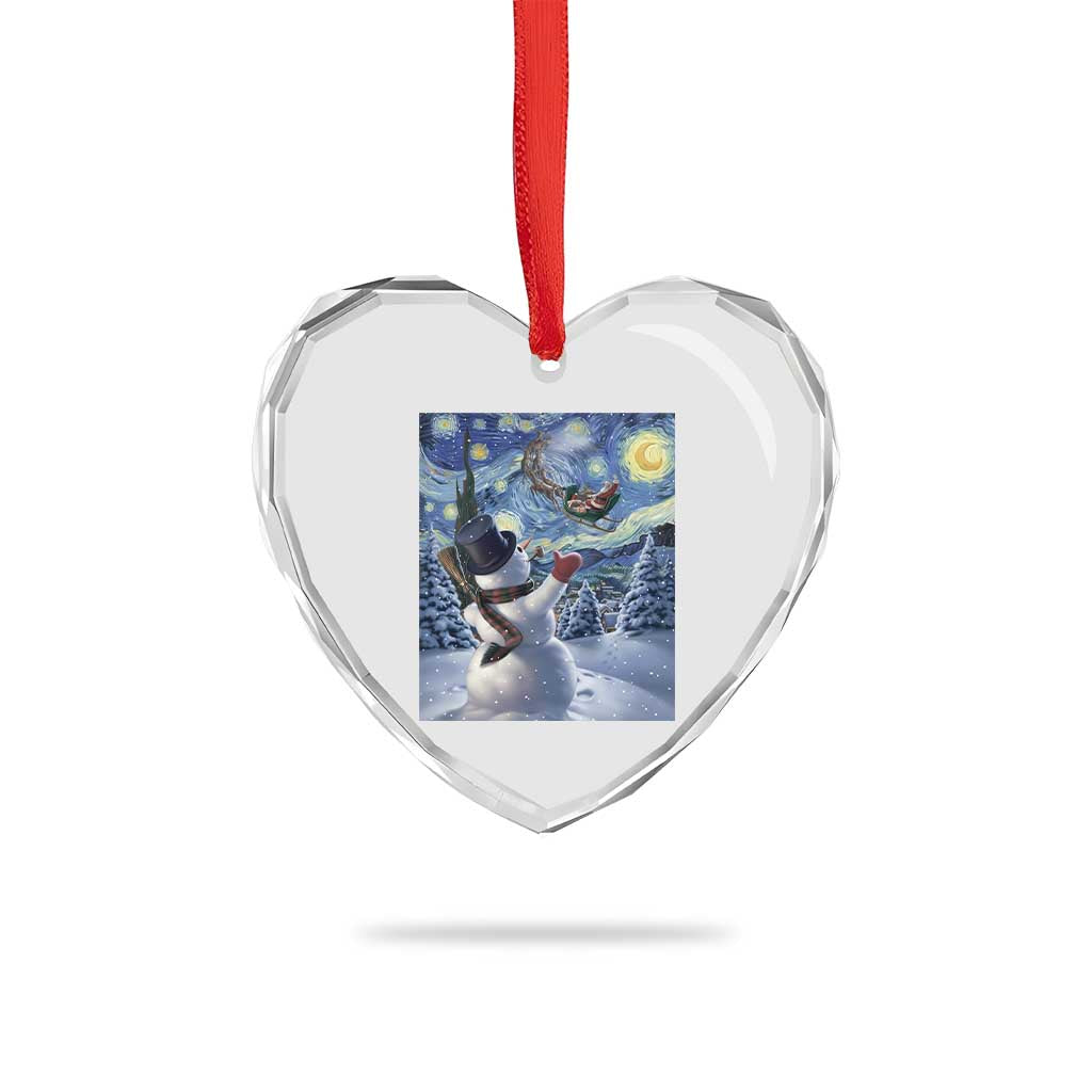 Christmas Snowman Starry Night Heart Crystal Glass Ornament TS14 Print Your Wear